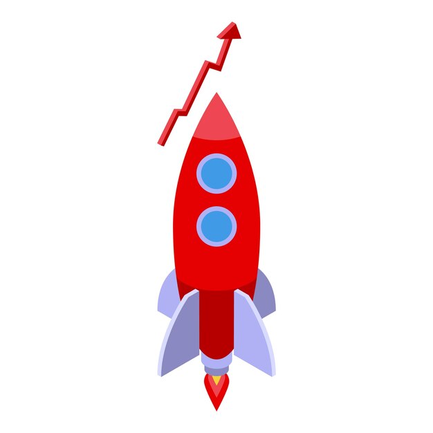 Startup rocket icon isometric vector Cms web Website design