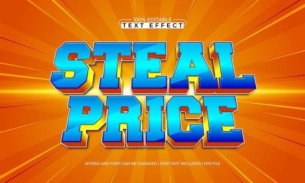 steal price editable text effect with a discount and offer text style