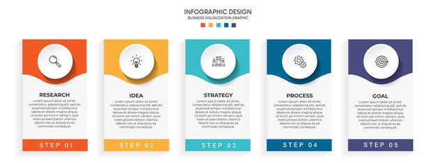 Steps business data visualization timeline process infographic template design with icons