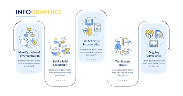 Steps to start NPOs blue rectangle infographic template