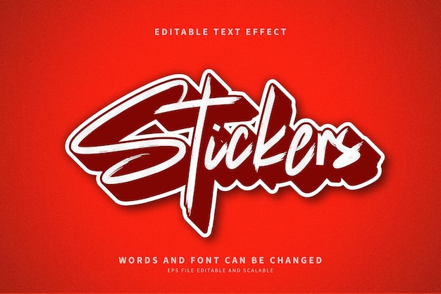 Sticker lettering red color editable text effect