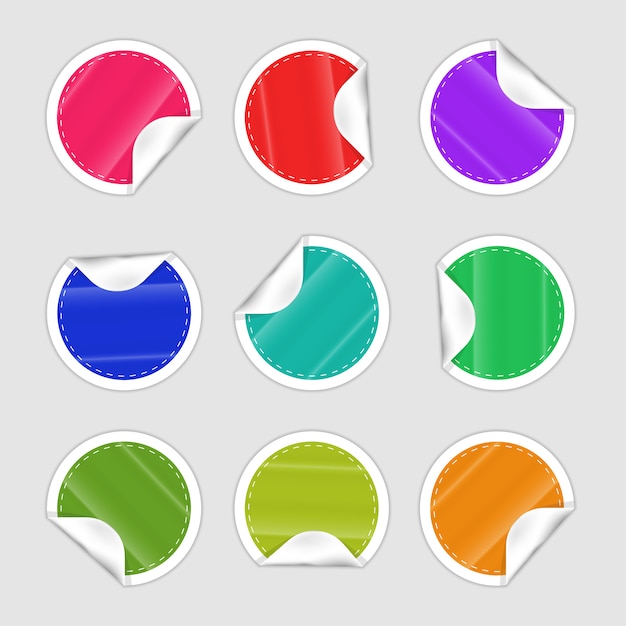 stickers design, shiny colorful set with multi color paper effect