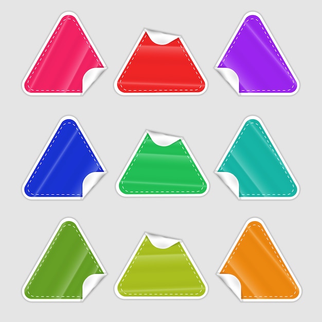 stickers design, shiny colorful set with multi color paper effect