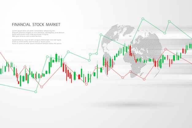 stock market graph or forex trading chart for business and financial concepts, reports and investment on grey background.japanese candles . vector illustration