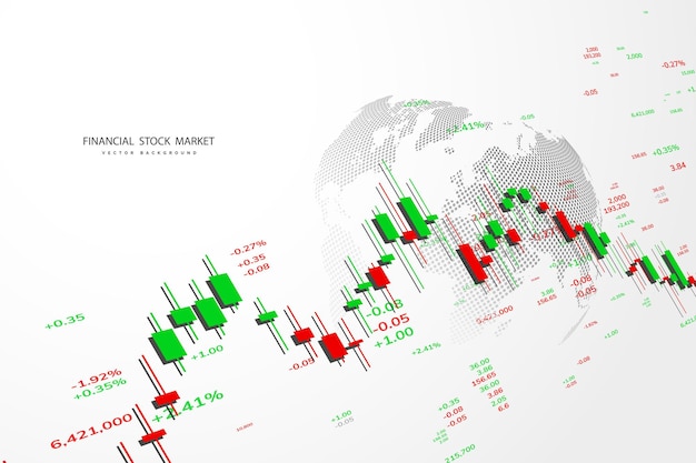 stock market graph or forex trading chart for business and financial concepts, reports and investment on grey background.japanese candles . vector illustration