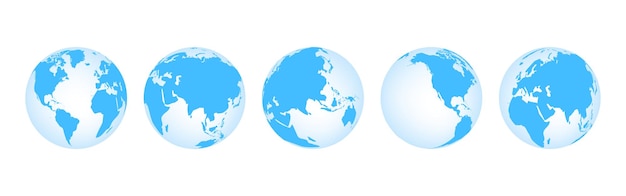 Stock Vector Set of Globe map iconEarth globe hemispheres icon
