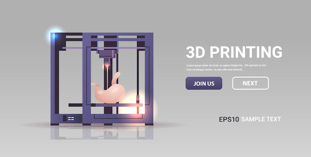 stomach model prints on 3d bio printer medical printing of human transplantation organ biological engineering bioprinting concept horizontal copy space vector illustration