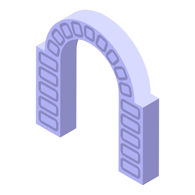 Stone archway connecting two pillars in isometric view