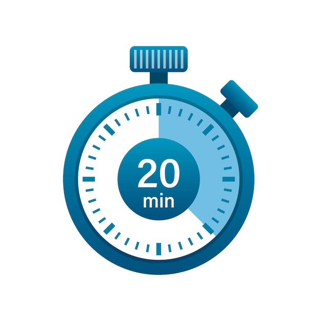 Stopwatch 20 minutes icon illustration in flat style Timer vector illustration on isolated background Time alarm sign business concept