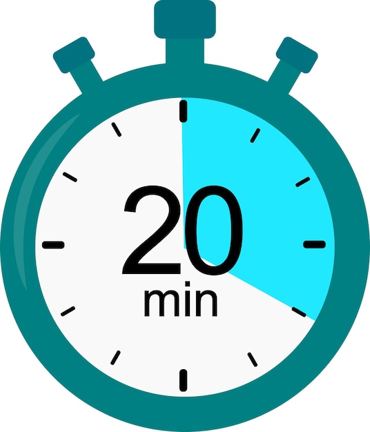 Stopwatch icon 20 minutes timer vector graphics