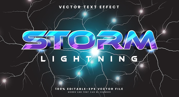 Storm Lightning editable text effect Template with electric Blue text style theme