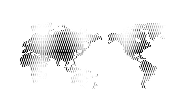 Stream of binary code numbers on the monitor are the computer matrix of world map black and monochrome vector design