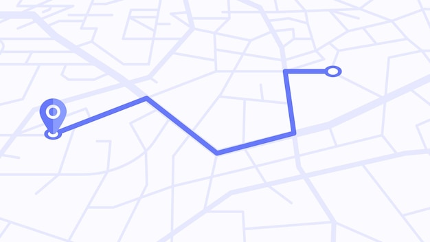Street Map of City with Destination Route Vector Navigation Road Pattern Illustration