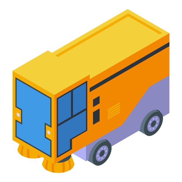 Street sweeper icon isometric vector Road cleaner Machine cleaning