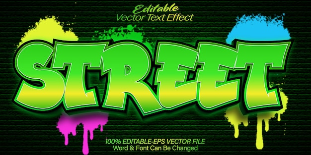 street vector text effect editable alphabet green hip hop rap