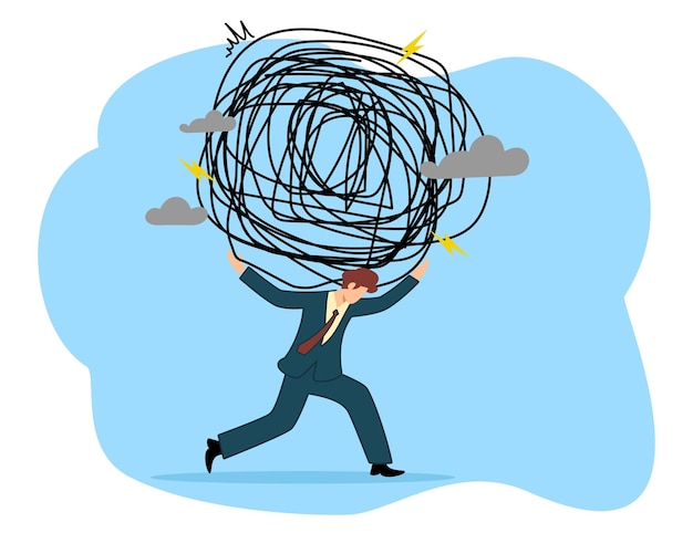 Stressed and Fatigued Business Person Overwhelmed with Workload
