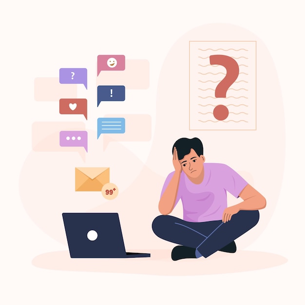 stressed man gets too much information in network