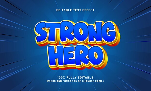 strong hero editable text effects with a hero and kids theme