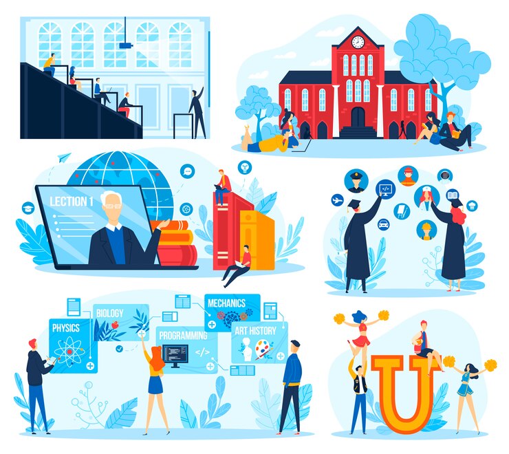 Vektori student education concept vector illustration set.