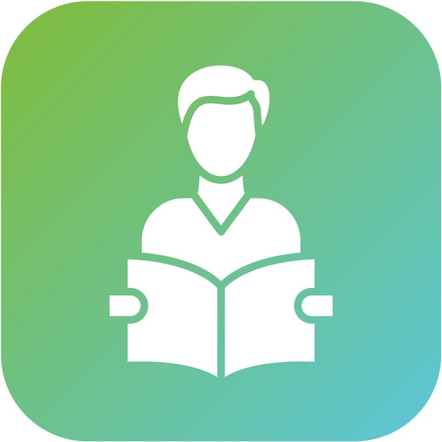 Student Reading Book Icon Style