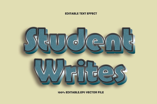 student writes editable text effect emboss gradient style