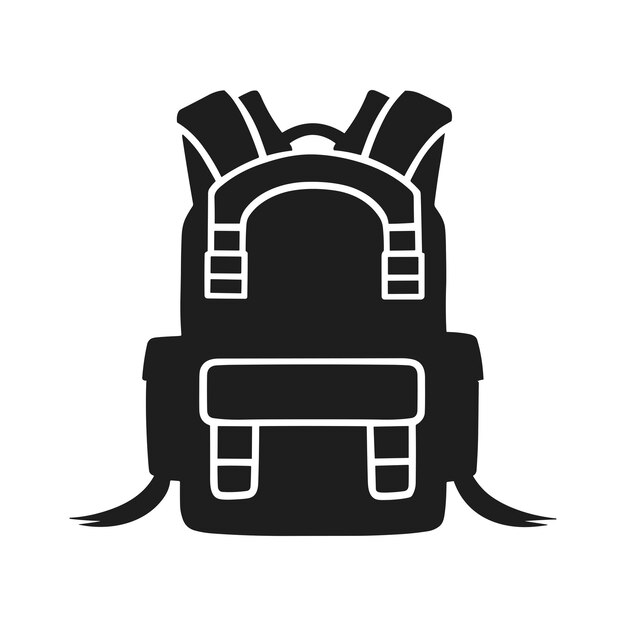 Stylish Backpack with Top Handle and Straps Vector Silhouette Illustration