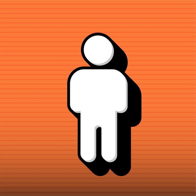 Stylish Black and White User Icon with Customizable Orange Background