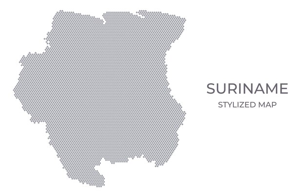 stylized map of the suriname made from hexagons