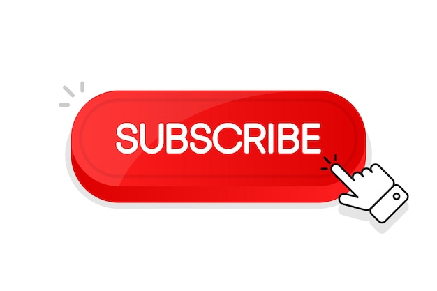 Subscribe 3d button Mouse touched button Vector illustration