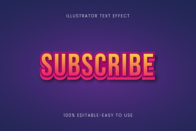 Subscribe 3d editable text effect eps file
