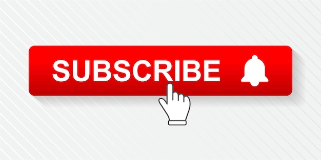 Subscribe button with hand cursor social media concept