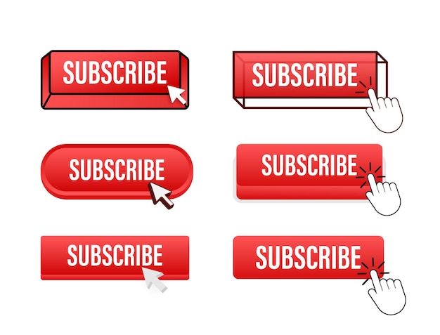 Subscribe Button with pointer clicking Subscribe web buttons set User interface element in flat st