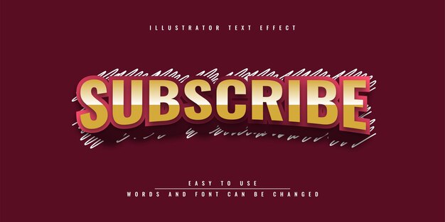 subscribe  editable 3d text effect template design