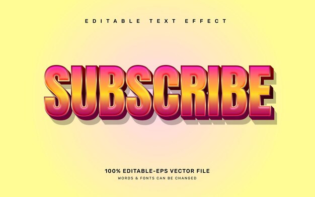 Subscribe editable text effect template