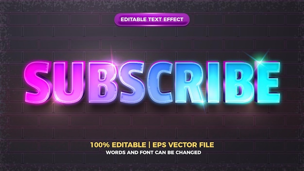 Subscribe shiny glow 3d editable text effect