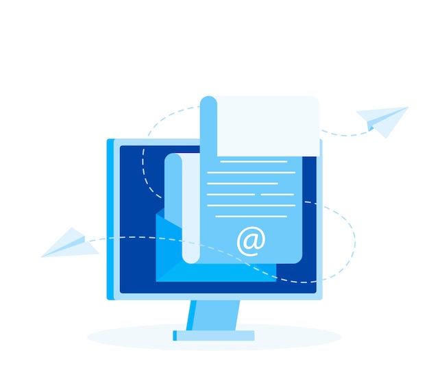 Subscribe to newsletter concept. Open message with the document.