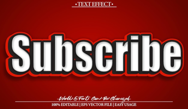 Subscribe Vector Text Effect Editable Alphabet Social Media Button Click Bell