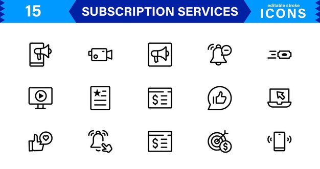 Subscription Services Icon Set HighQuality Icons for Subscription Models Digital Services Payments