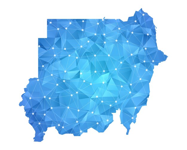 Sudanin karttaviivat pisteet monikulmainen abstrakti geometrinen.