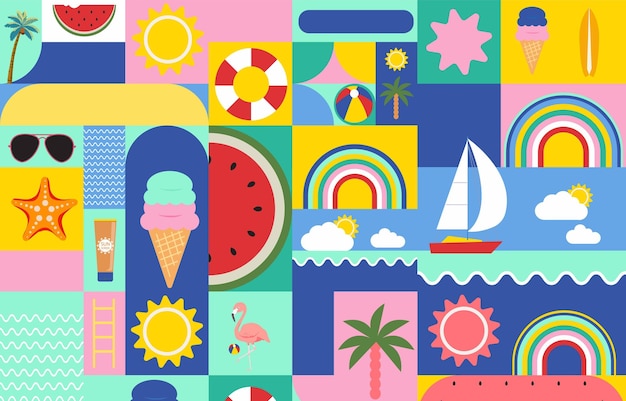 summer background with geometric styleillustration vector for a4 horizontal design
