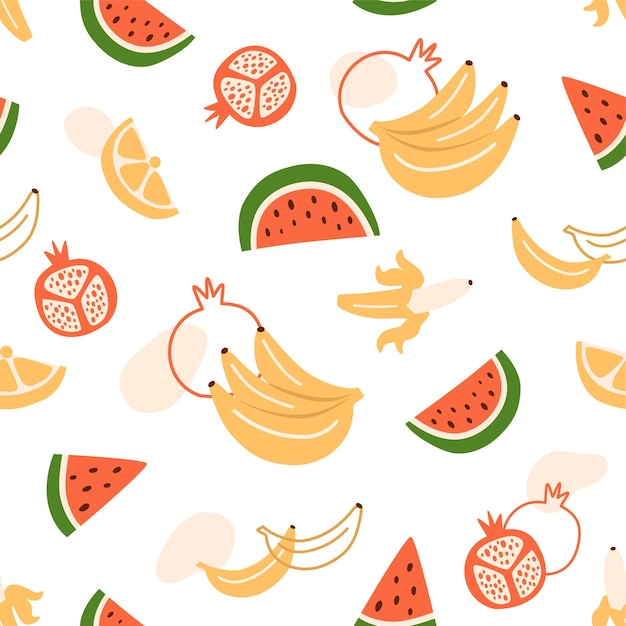 Summer fruits pattern Pomegranate seamless pattern banana pattern watermelon pattern Fruits print