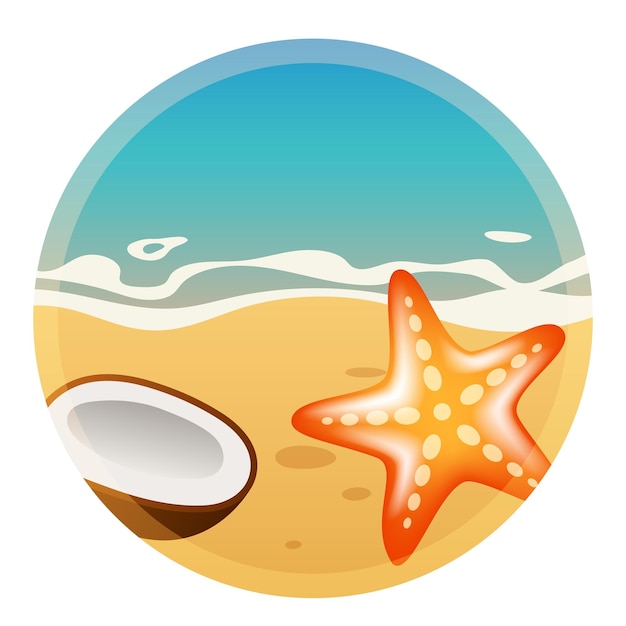Summer landscape Palm tree beach and coconut Vector illustration