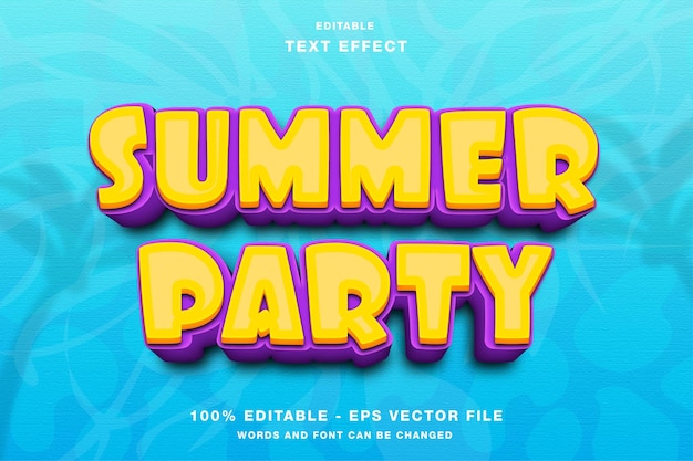 summer party 3d editable text effect