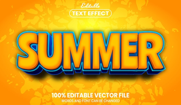 Summer text, font style editable text effect