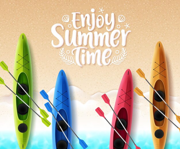 Summer time vector banner design Enjoy summer time text in sand with space for text