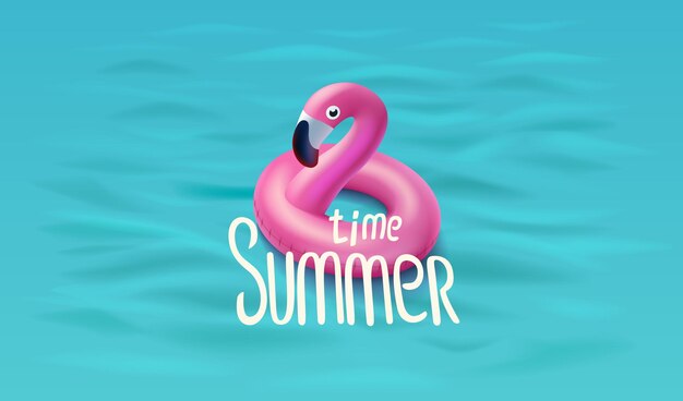 Summer timer flamingo summer holiday at sea Vector illustration