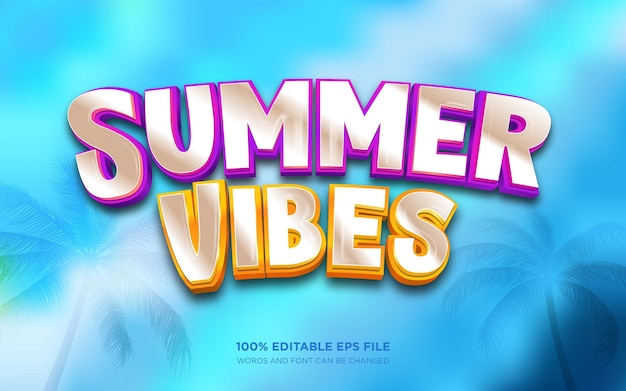 Summer vibes 3D editable text style effect