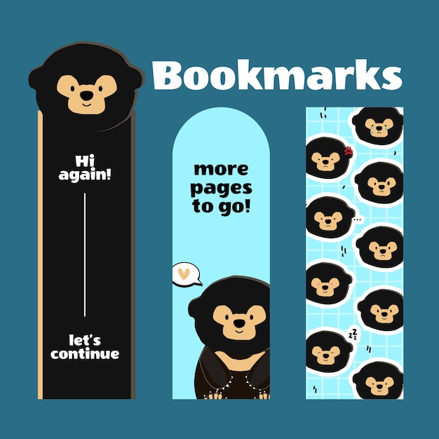 Sun Bear Simple Bookmark Set