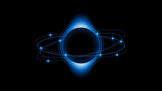 Sun Eclipse Color Fire Dark Background Vector Moon Design Style Space Science Glow Light