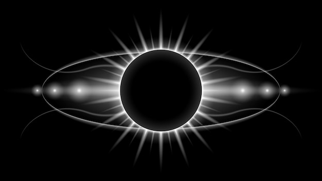 sun eclipse white fire dark background vector moon design style space science glow light